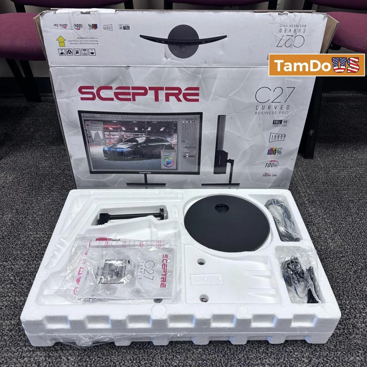 Sceptre 27" Curved LED Monitor, FHD 1080p, 75Hz, HDMI VGA, Speakers - Photo 1 - Real photo at TamDoUS Salt Lake City