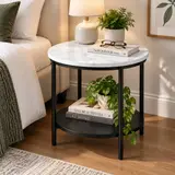VASAGLE LET285-S Round Side Table, 2-Tier Metal Frame Small End Table - Thumbnail 2