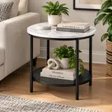 VASAGLE LET285-S Round Side Table, 2-Tier Metal Frame Small End Table - Thumbnail 3