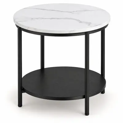 VASAGLE LET285-S Round Side Table, 2-Tier Metal Frame Small End Table at Furniture in new condition