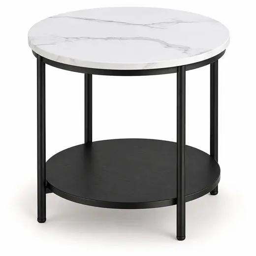 VASAGLE LET285-S Round Side Table, 2-Tier Metal Frame Small End Table at TamDoUS Taylorsville
