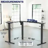 VIVO $199 Electric Corner Standing Desk Frame, L-Shaped, 49.5"-74" Main Desk - Thumbnail 3